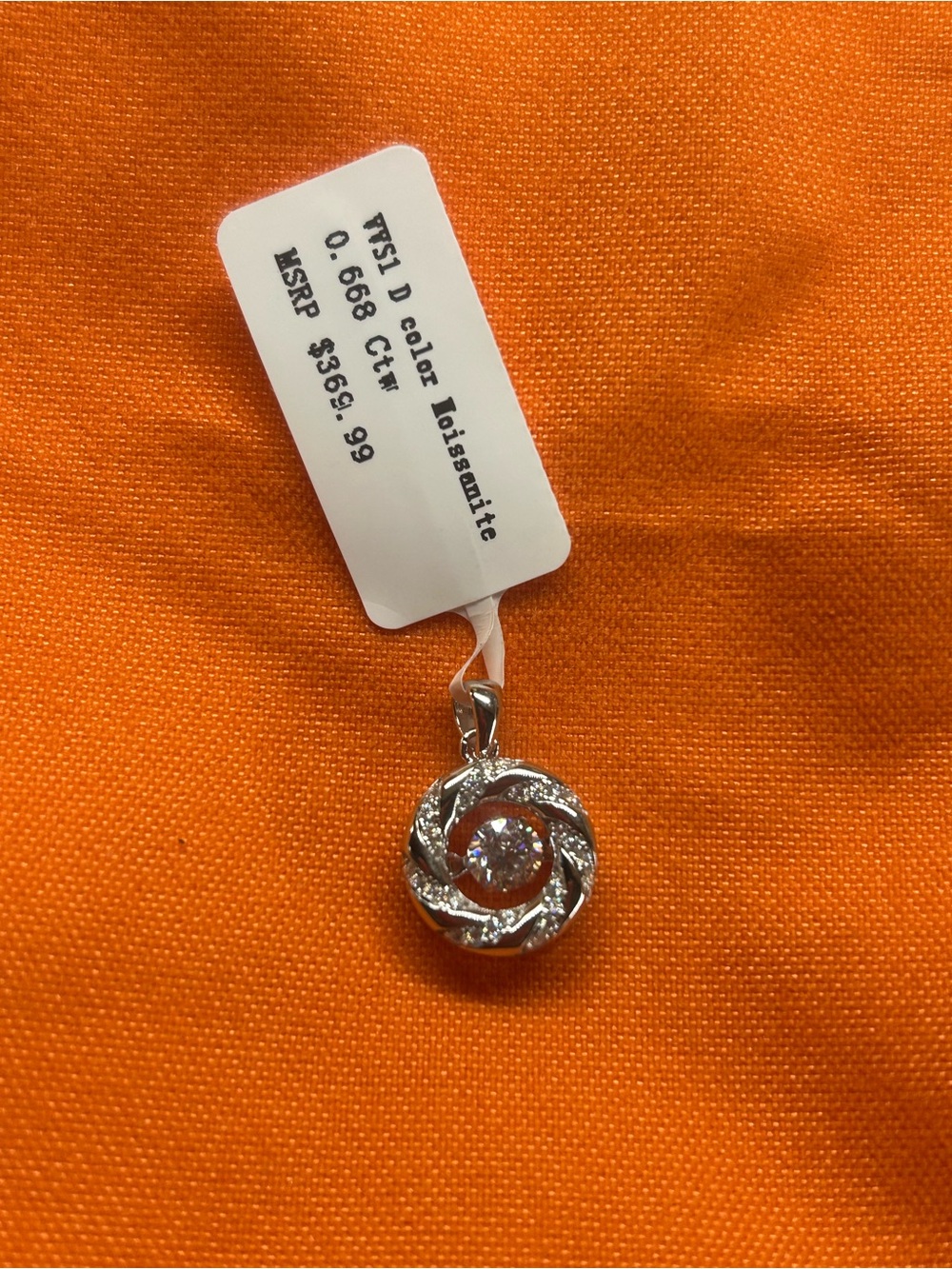 Sterling Silver Moissanite  Pendant Necklace with Yellow Center Stone